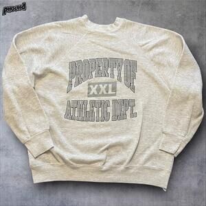 Tultex Sweatshirt Mens Large Gray Crewneck Raglan Property Of Athletic Dept